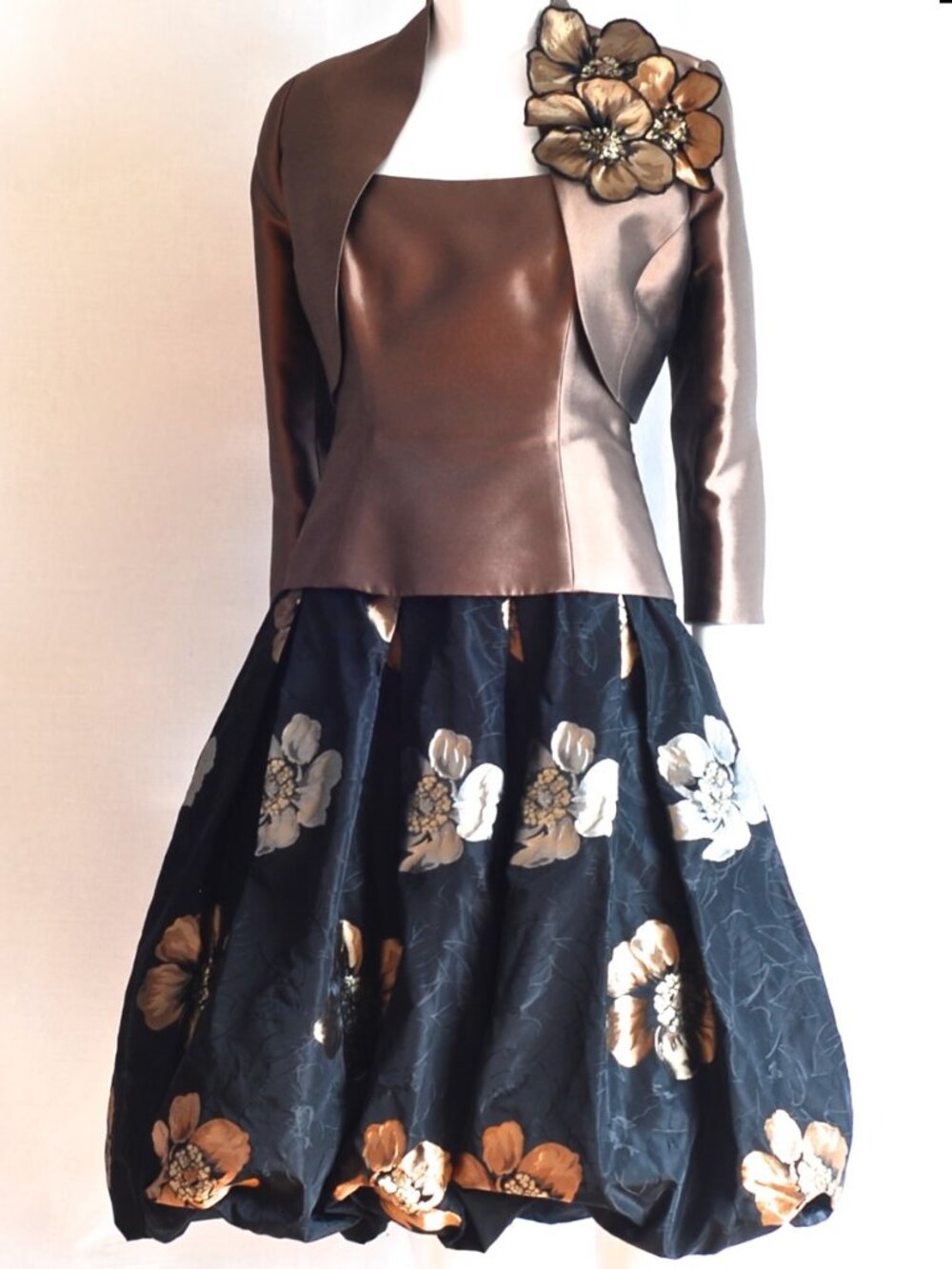 Frascara Wool & Silk Bubble Dress & Jacket With Raised Flowers - Canada